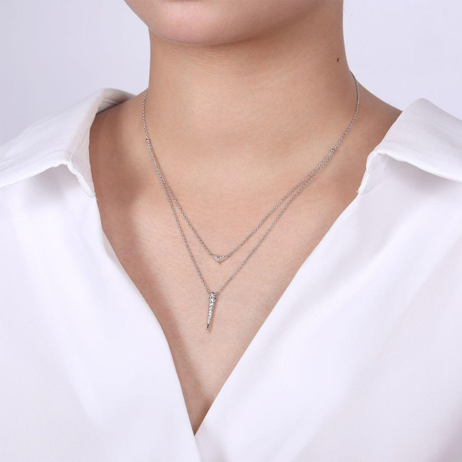 Gabriel & Co. Layered Pavé Diamond Bar and Spike Pendant Necklace - NK6009W45JJ