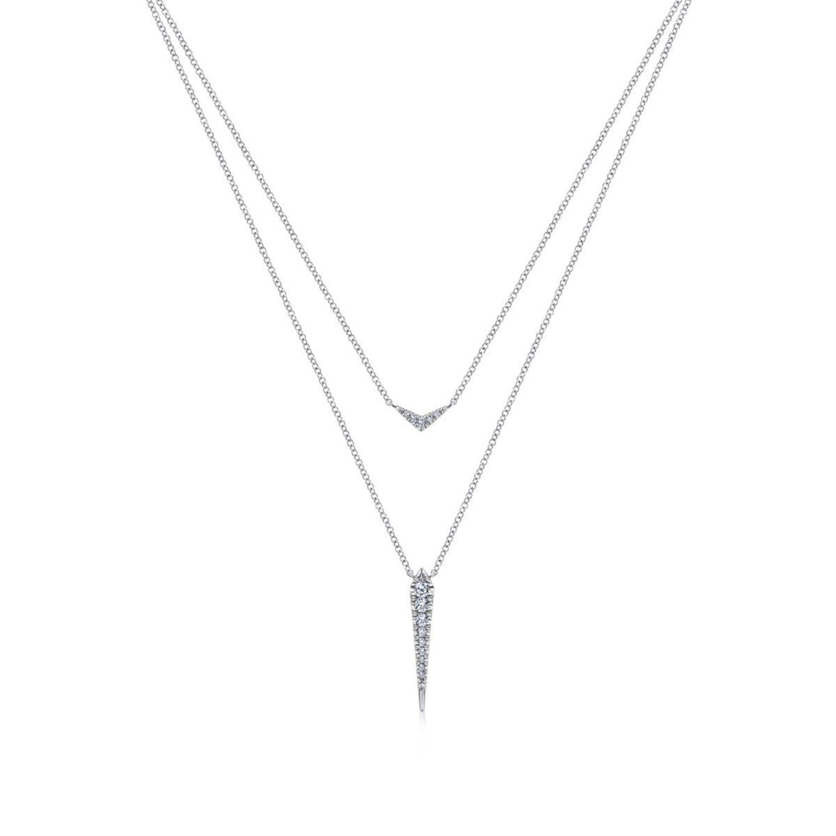 Gabriel & Co. Layered Pavé Diamond Bar and Spike Pendant Necklace - NK6009W45JJ