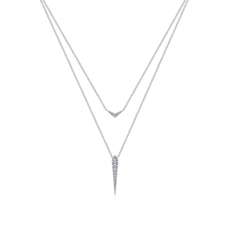 Gabriel & Co. Layered Pavé Diamond Bar and Spike Pendant Necklace-Gabriel & Co. Layered Pavé Diamond Bar and Spike Pendant Necklace - NK6009W45JJ