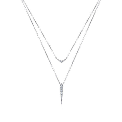 Gabriel & Co. Layered Pavé Diamond Bar and Spike Pendant Necklace-Gabriel & Co. Layered Pavé Diamond Bar and Spike Pendant Necklace - NK6009W45JJ