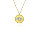 Gabriel & Co. Medallion Necklace with Diamond Encrusted Evil Eye-Gabriel & Co. Medallion Necklace with Diamond Encrusted Evil Eye - NK6957Y45JJ