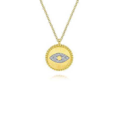 Gabriel & Co. Medallion Necklace with Diamond Encrusted Evil Eye - NK6957Y45JJ