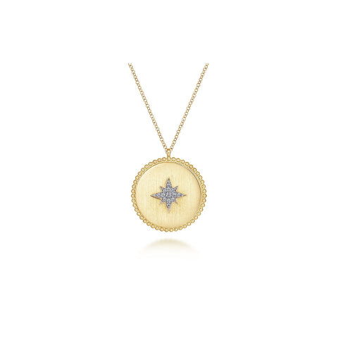 Gabriel & Co. Medallion Necklace with Diamond Star-Gabriel & Co. Medallion Necklace with Diamond Star - NK6941Y45JJ