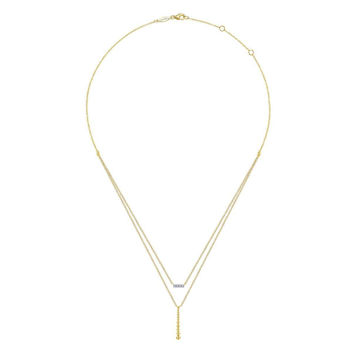 Gabriel & Co. Two Strand Diamond Bar and Bujukan Beaded Pendant Necklace - NK5959Y45JJ