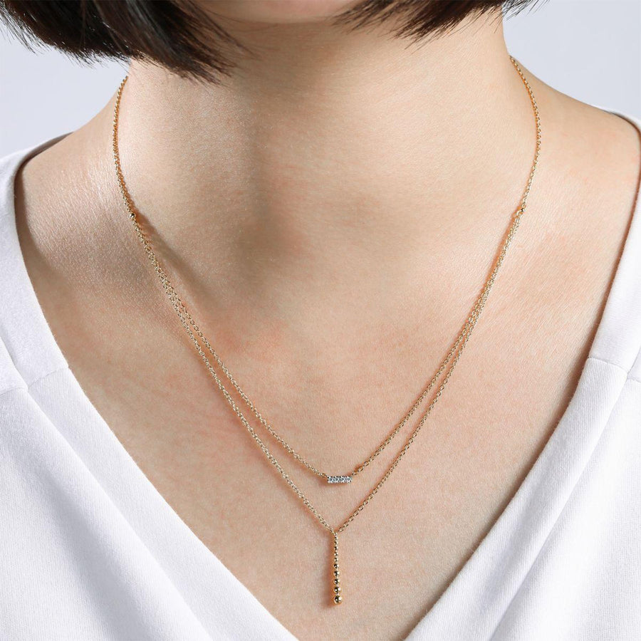 Gabriel & Co. Two Strand Diamond Bar and Bujukan Beaded Pendant Necklace - NK5959Y45JJ
