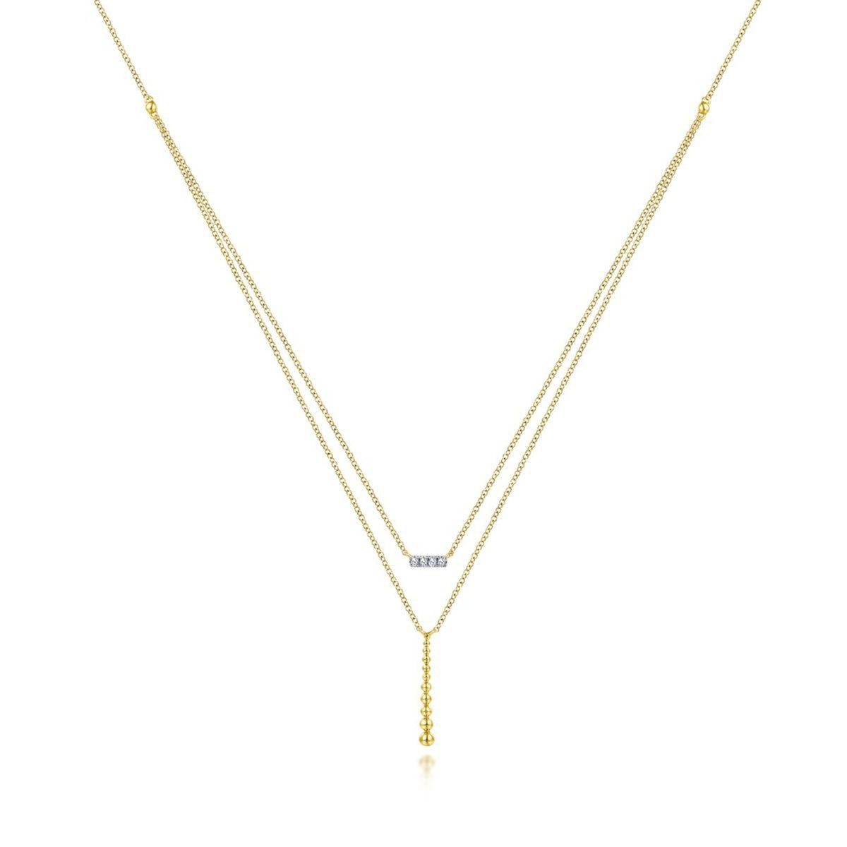 Gabriel & Co. Two Strand Diamond Bar and Bujukan Beaded Pendant Necklace - NK5959Y45JJ