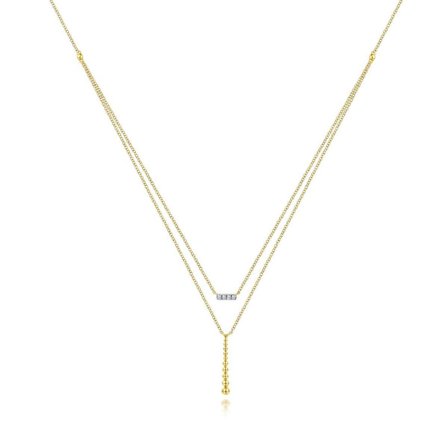 Gabriel & Co. Two Strand Diamond Bar and Bujukan Beaded Pendant Necklace - NK5959Y45JJ