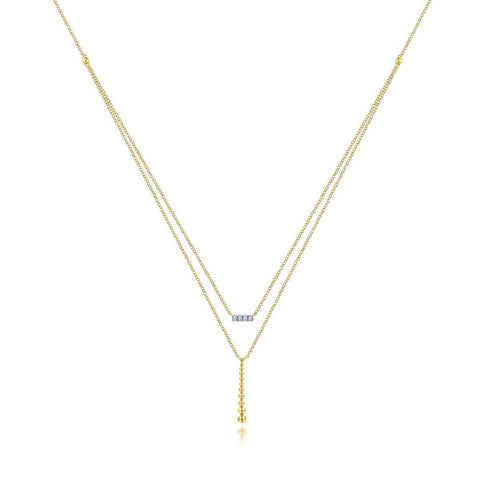 Gabriel & Co. Two Strand Diamond Bar and Bujukan Beaded Pendant Necklace-Gabriel & Co. Two Strand Diamond Bar and Bujukan Beaded Pendant Necklace - NK5959Y45JJ