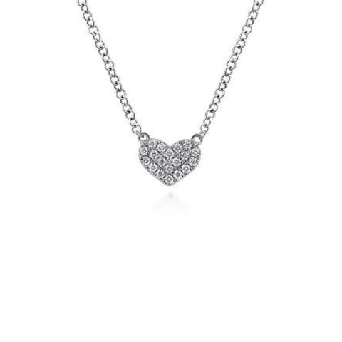 Gabriel & Co. White Gold PAve Diamond Pendant Heart Necklace - NK5450W45JJ