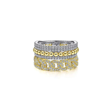 Gabriel & Co. Wide Band Layered Diamond Ring-Gabriel & Co. Wide Band Layered Diamond Ring - LR51517M45JJ