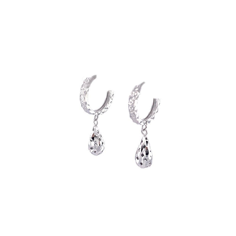 Gold Diamond Cut Dangling Earrings-Gold Diamond Cut Dangling Earrings -