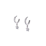Gold Diamond Cut Dangling Star Earrings-Gold Diamond Cut Dangling Star Earrings -