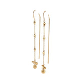 Gold Threader Bead Earrings-Gold Threader Bead Earrings -