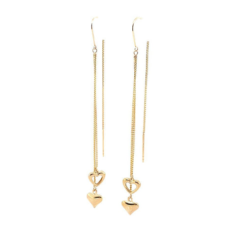 Gold Threader Heart Earrings-Gold Threader Heart Earrings -