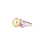 Golden South Sea Pearl Diamond Ring-Golden South Sea Pearl Diamond Ring - PRNEL00064