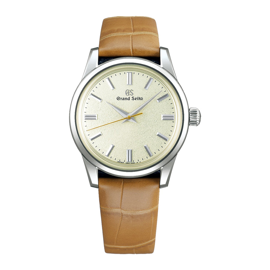 Grand Seiko Elegance Collection - SBGW281 - Grand Seiko Elegance Collection SBGW281 in a 37mm stainless steel case with champagne dial on leather strap, featuring a manual hand wound movement with three days power reserve.