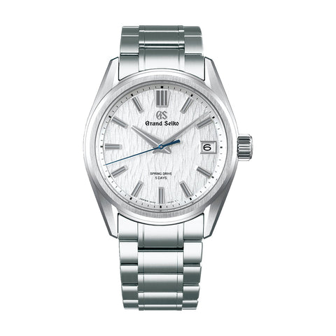 Grand Seiko Evolution 9 SLGA009 - Grand Seiko Evolution 9 "White Birch" SLGA009 in a 40mm stainless steel case with white pattern dial on stainless steel bracelet, featuring a date display and Spring Drive movement with up to 5 days of power reserve.