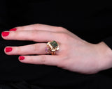 Green Garnet Frog Ring -