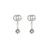 Gucci Flower and Double G Earrings with Diamonds -