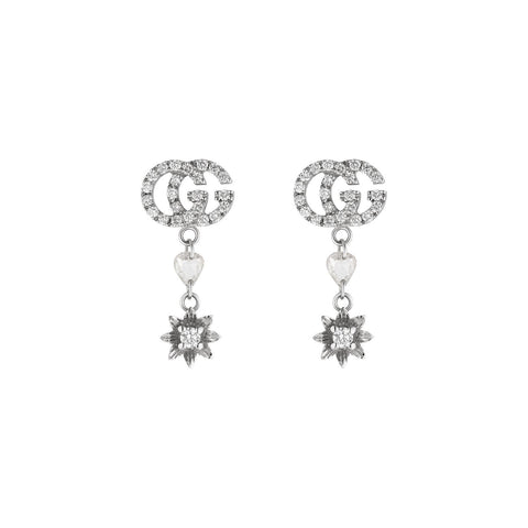 Gucci Flower and Double G Earrings with Diamonds-Gucci Flower and Double G Earrings with Diamonds -