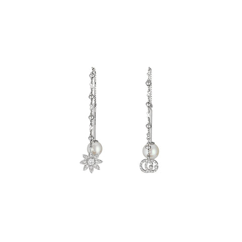Gucci Flower and Double G Earrings with Diamonds-Gucci Flower and Double G Earrings with Diamonds - YBD58203100100U