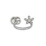 Gucci Flower and Double G Ring with Diamonds -