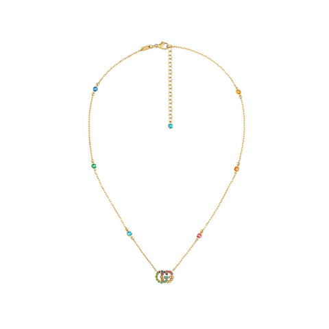 Gucci GG Running Necklace with Multicolor Stones-Gucci GG Running Necklace with Multicolor Stones -