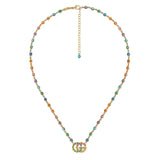 Gucci GG Running Necklace with Multicolor Stones-Gucci GG Running Necklace with Multicolor Stones -