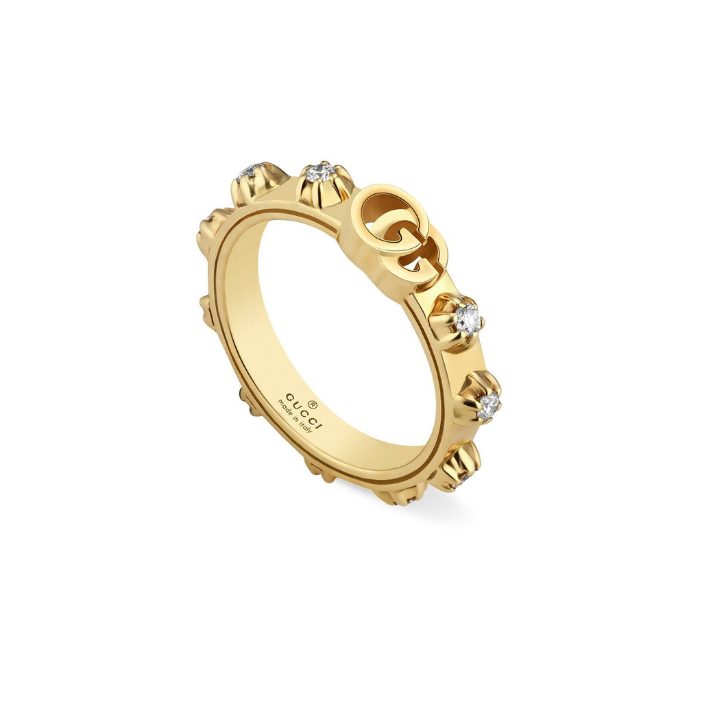 Gucci Icon Ring with Gemstones, Yellow Gold, Yellow Gold