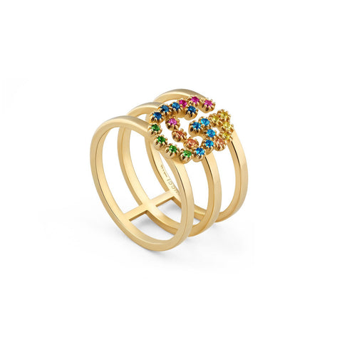 Gucci GG Running Ring with Multicolor Stones-Gucci GG Running Ring with Multicolor Stones -