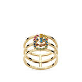 Gucci GG Running Ring with Multicolor Stones-Gucci GG Running Ring with Multicolor Stones -