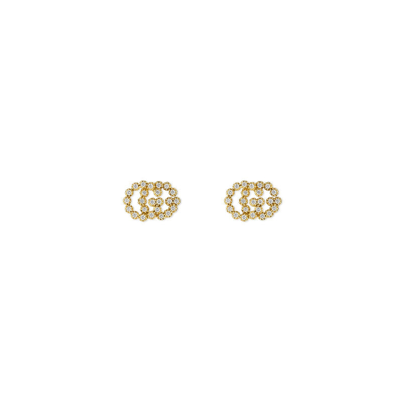 Gucci GG Running Stud Earrings with Diamonds-Gucci GG Running Stud Earrings with Diamonds -