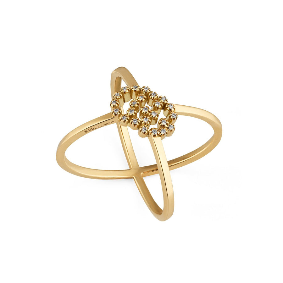 Gucci GG Running X Ring with Diamonds -