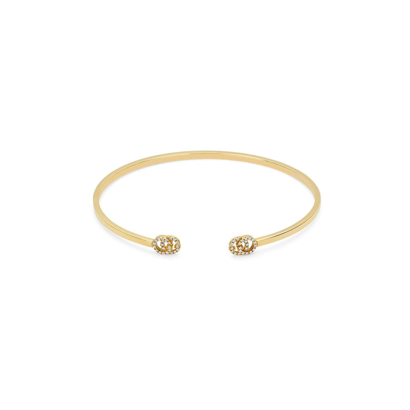 Gucci GG Running Yellow Gold Cuff with Diamonds-Gucci GG Running Yellow Gold Cuff with Diamonds -