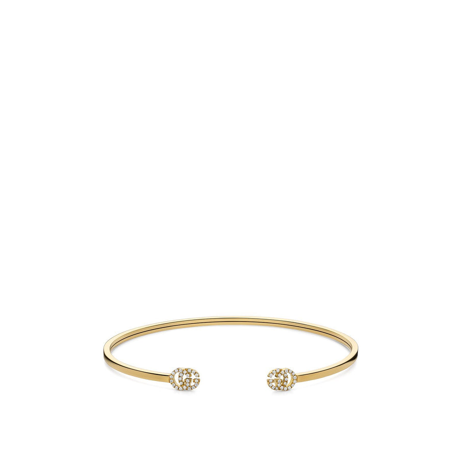 Gucci GG Running Yellow Gold Cuff with Diamonds -