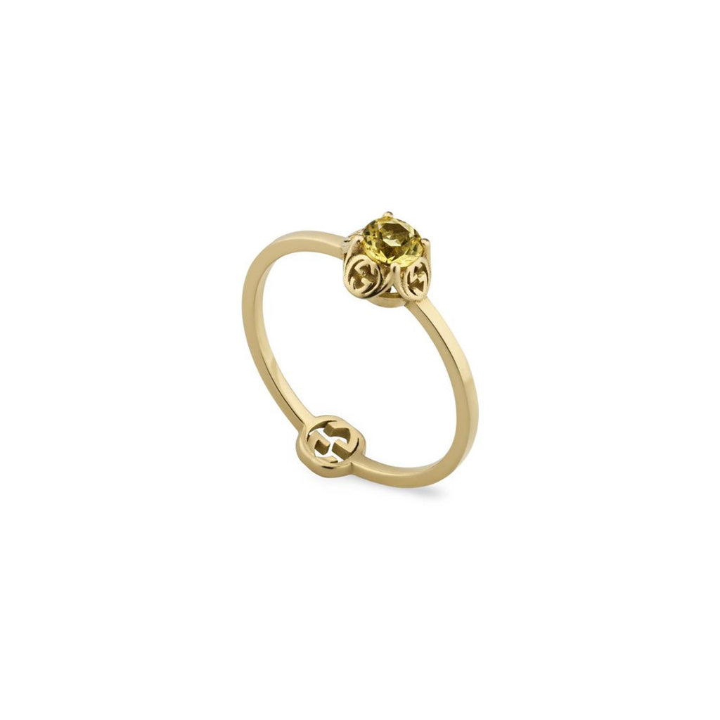 Yellow gold ring with interlocking g Clearance