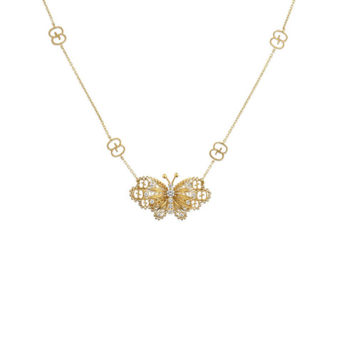 Gucci Le Marché des Merveilles Butterfly Necklace - YBB60678000100U - Gucci  Le Marché des Merveilles Butterfly Necklace in 18 karat yellow gold with diamonds totaling 0.26 carats.