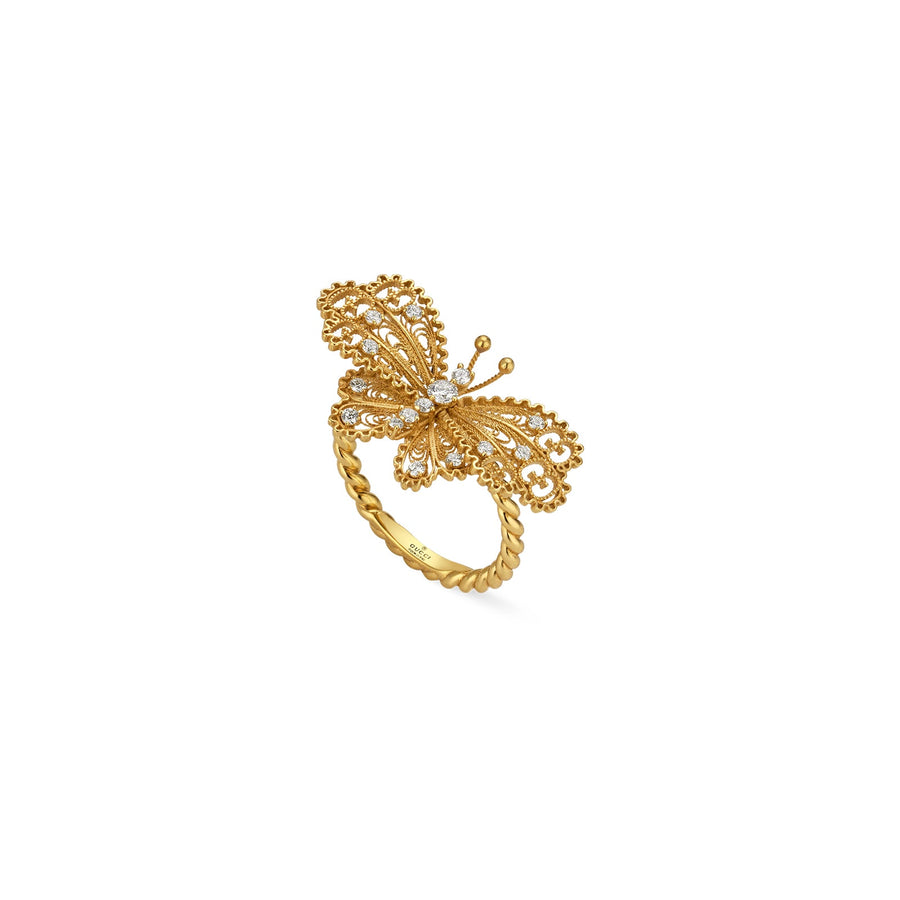 Gucci Le Marché des Merveilles Butterfly Ring - YBC606769001013 - Gucci Le Marché des Merveilles Butterfly Ring in 18 karat yellow gold with diamonds totaling 0.25 carats.