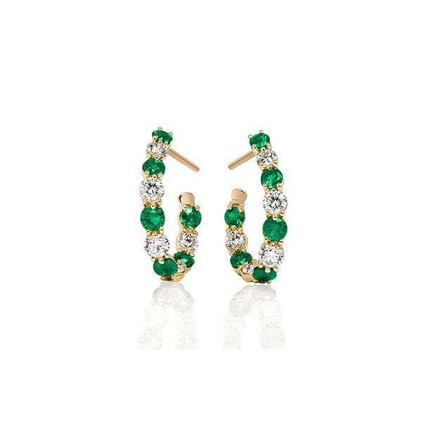 Gumuchian Emerald Diamond Hoop Earrings-Gumuchian Emerald Diamond Hoop Earrings -