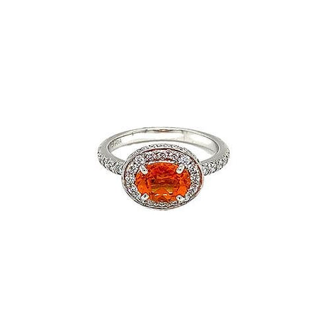Gumuchian Mandarin Orange Garnet Diamond Ring -