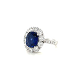 Halo Sapphire Diamond Ring-Halo Sapphire Diamond Ring - SREDW00471
