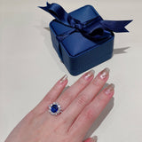 Halo Sapphire Diamond Ring-Halo Sapphire Diamond Ring - SREDW00471