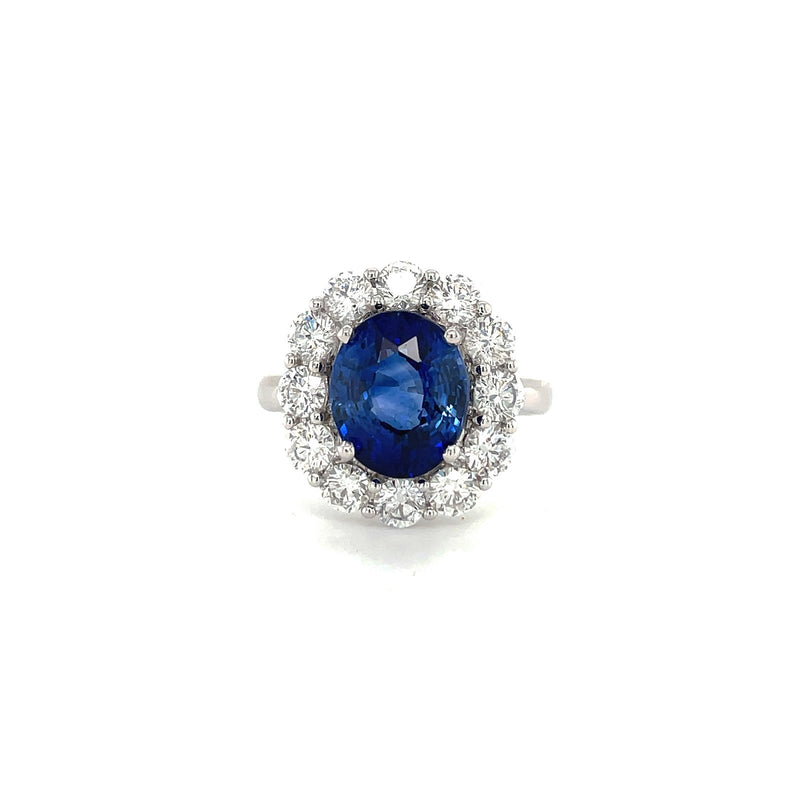 Halo Sapphire Diamond Ring-Halo Sapphire Diamond Ring - SREDW00489