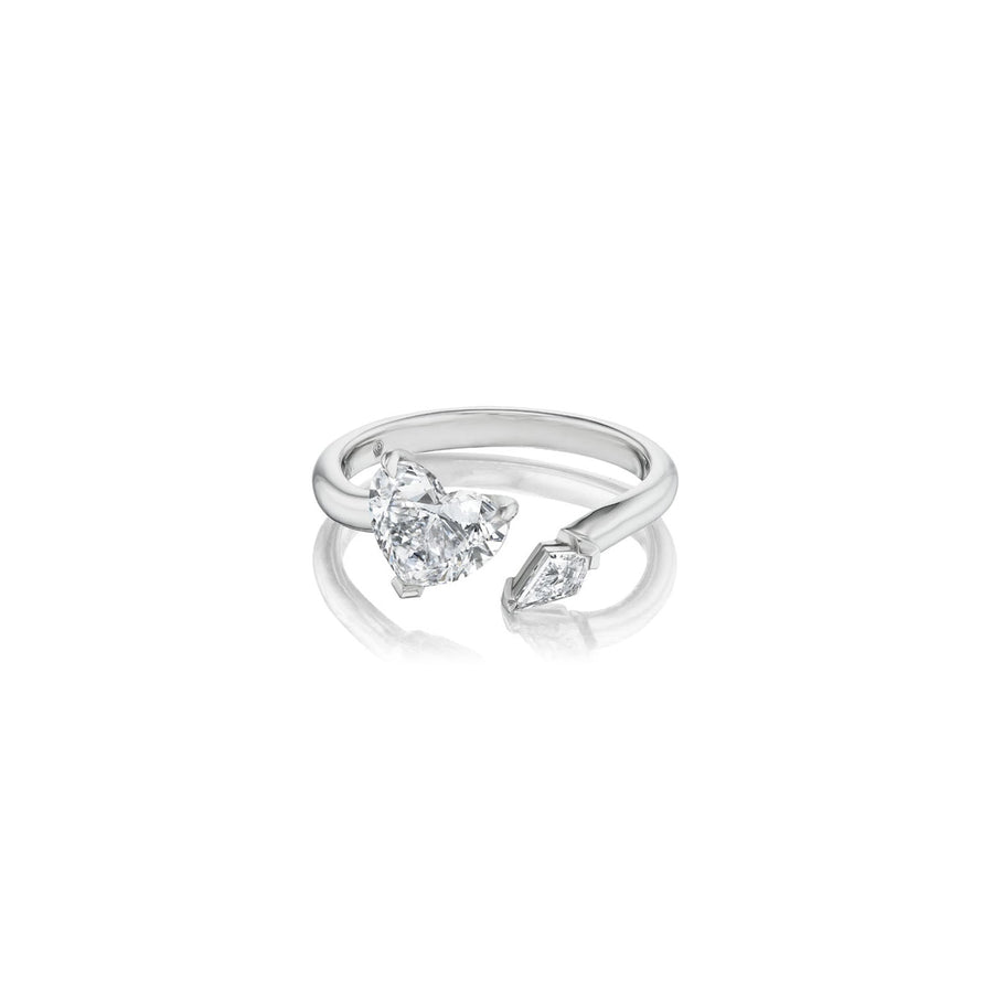 Heart Brilliant Cut Diamond Open Ring - 48778
