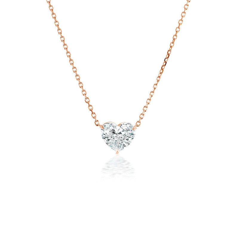 Heart-Shaped Diamond Solitaire Necklace-Heart Diamond Solitaire Necklace - 49818