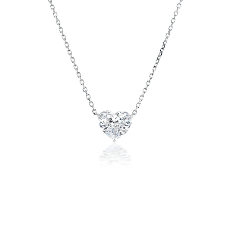 Heart Diamond Solitaire Necklace-Heart Diamond Solitaire Necklace - DNNKA00448