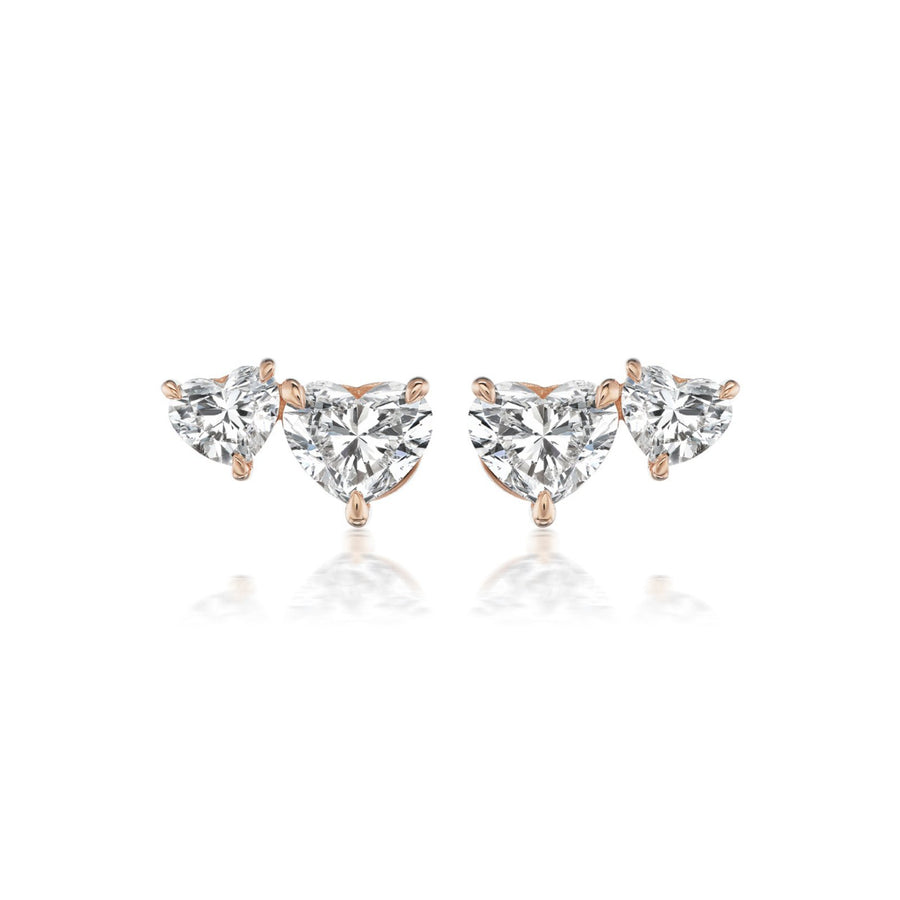 Heart Diamond Stud Earrings - DENKA04505