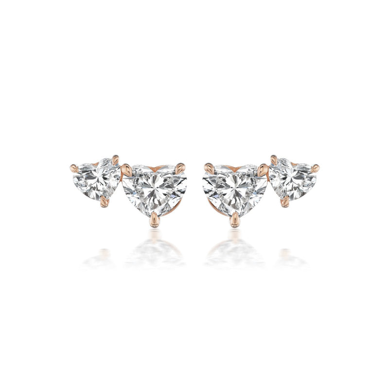 Heart Diamond Stud Earrings-Heart Diamond Stud Earrings - DENKA04505