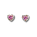 Heart-shaped Pink Sapphire Diamond Stud Earrings - SETIJ00836
