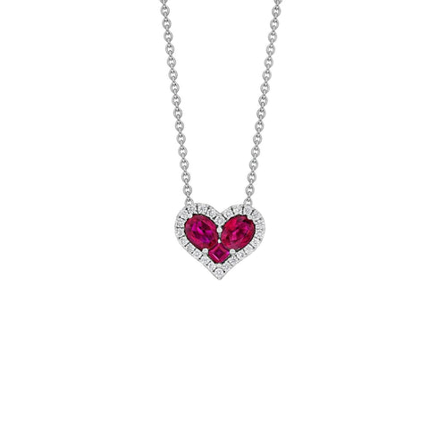 Heart-shaped Ruby Diamond Necklace-Heart-shaped Ruby Diamond Necklace - RNSPK00174